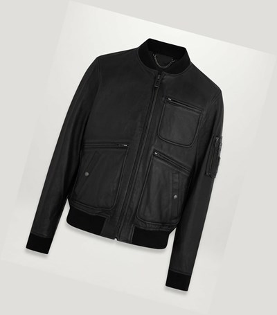 Black Men's Belstaff Finsbury Motorcycle Jacket | 4128075-FQ