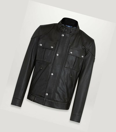 Black Men's Belstaff Gangster Motorcycle Jacket | 8364201-QR