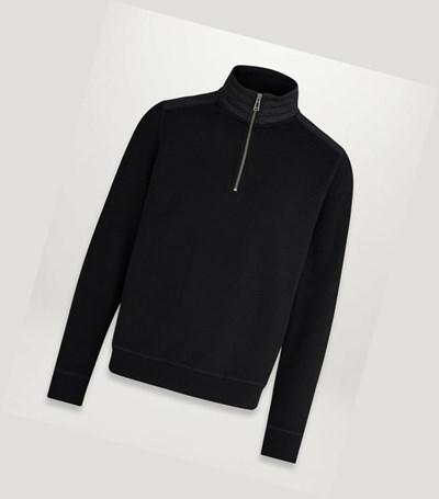 Black Men's Belstaff Jaxon Quarter Zip Sweatshirts | 6583917-KH