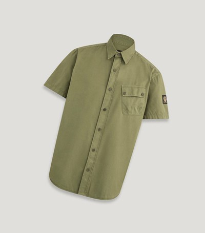 Blue Grey Green Men's Belstaff Pitch Short Sleeved Shirts | 8962153-AU