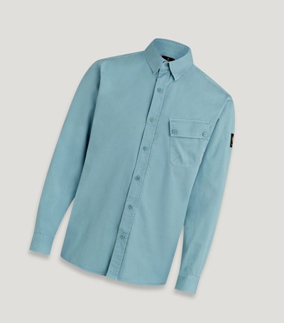 Blue Men's Belstaff Pitch Shirts | 9423708-DP