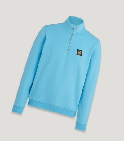 Blue Men's Belstaff Quarter Zip Sweatshirts | 8431706-UT