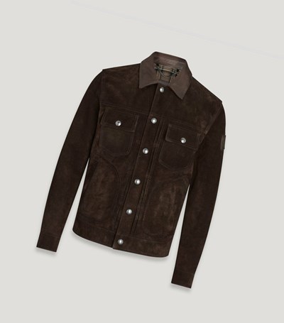 Chocolate Brown Men's Belstaff Drover Motorcycle Jacket | 8403572-GT