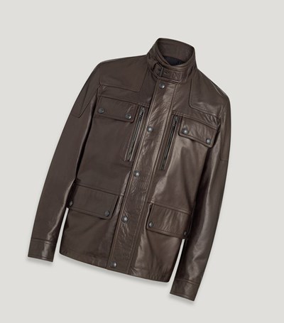 Dark Brown Men's Belstaff Dene Motorcycle Jacket | 2149365-SK
