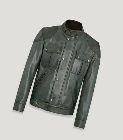 Turquoise Men's Belstaff Gangster Motorcycle Jacket | 8729634-RQ