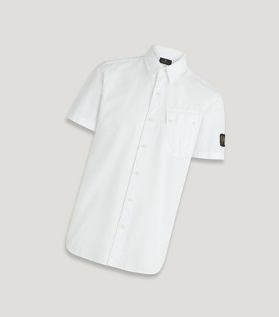 White Men's Belstaff Pitch Short Sleeved Shirts | 9082547-RP