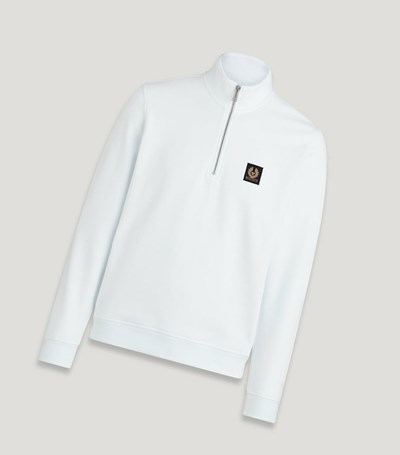 White Men's Belstaff Quarter Zip Sweatshirts | 2743196-CT