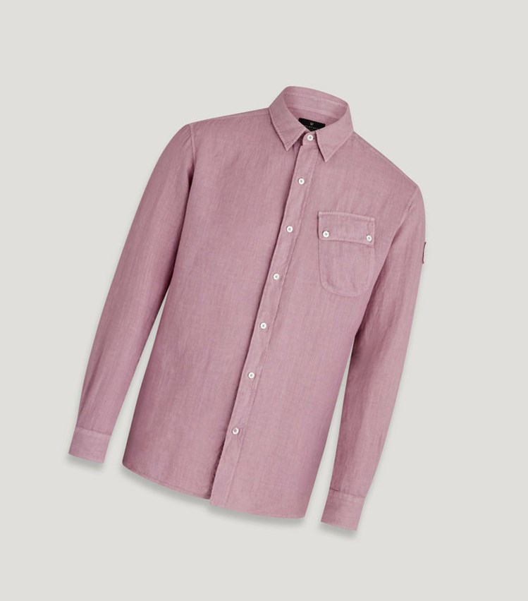 Beige Lavender Men\'s Belstaff Linen Pitch Shirts | 6208534-DM