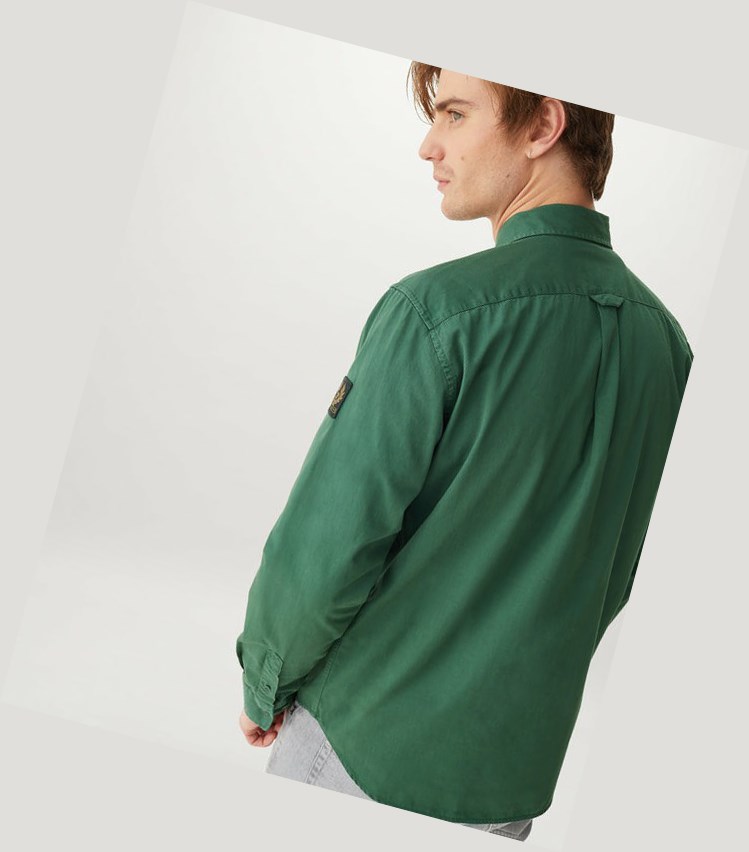 Green Men's Belstaff Pitch Shirts | 8319702-IA
