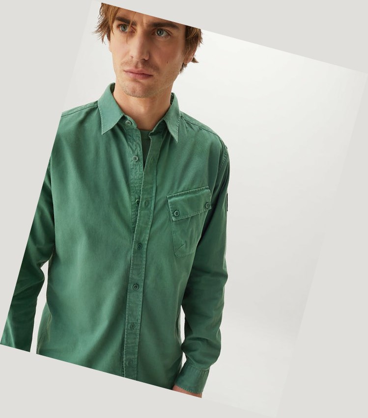 Green Men's Belstaff Pitch Shirts | 8319702-IA