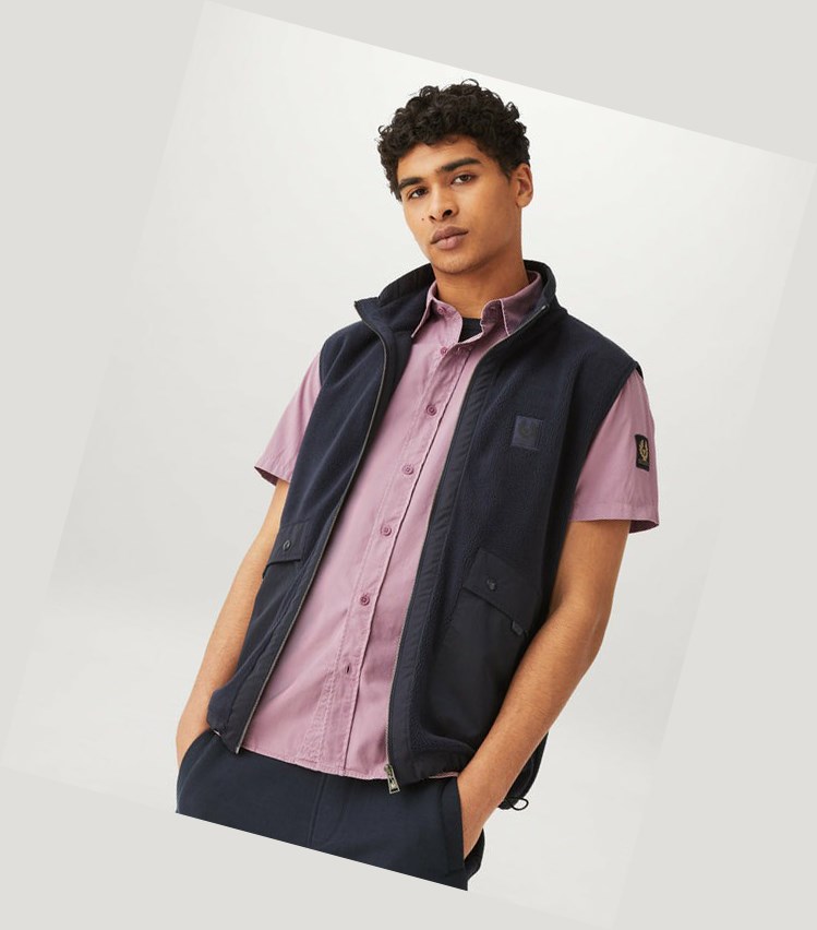 Lavender Men's Belstaff Pitch Short Sleeved Shirts | 0149578-OJ