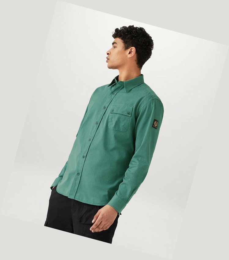 Turquoise Men's Belstaff Pitch Shirts | 5964210-FK