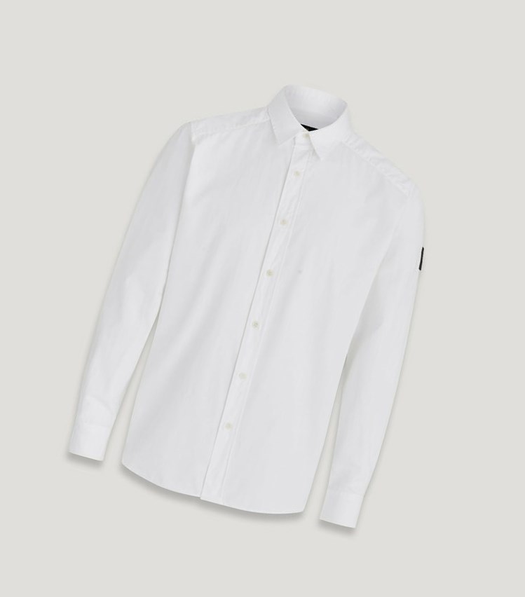 White Men\'s Belstaff Dunmore Shirts | 6931470-CX